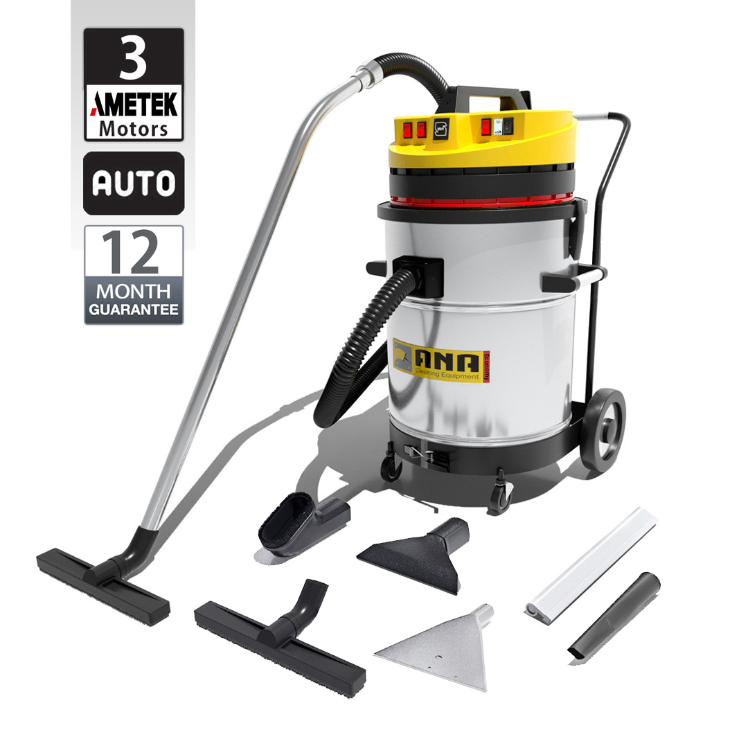 جاروبرقی صنعتی آب و خاک سه موتوره اتوماتیک آنا الکتروموتور AMETEK چین - مدل P83WD eco